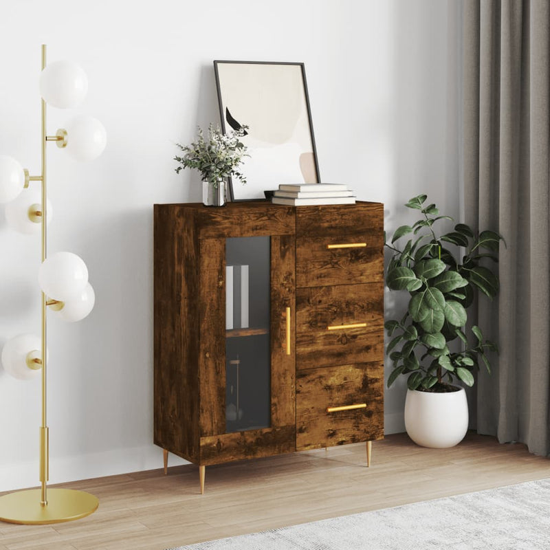 vidaXL füstös tölgy színű szerelt fa tálalószekrény 69,5 x 34 x 90 cm