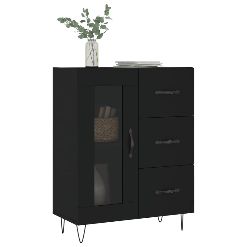 vidaXL fekete szerelt fa tálalószekrény 69,5 x 34 x 90 cm