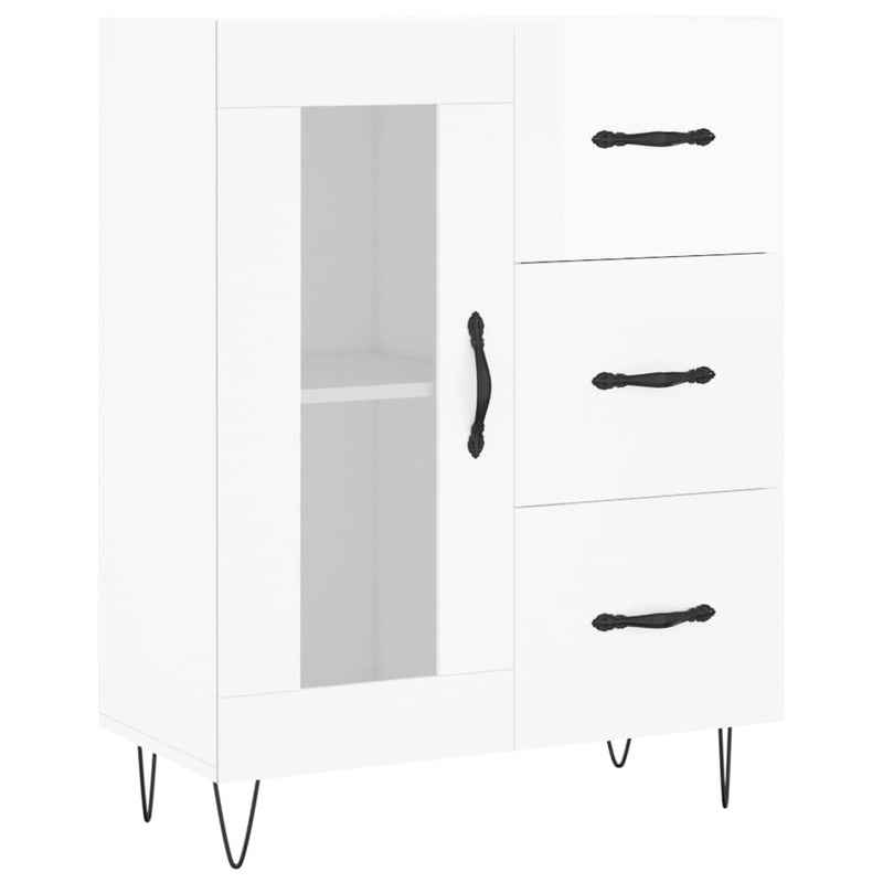 vidaXL magasfényű fehér szerelt fa tálalószekrény 69,5 x 34 x 90 cm