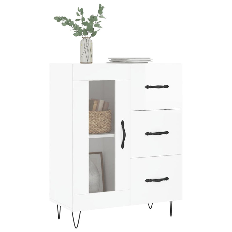 vidaXL magasfényű fehér szerelt fa tálalószekrény 69,5 x 34 x 90 cm