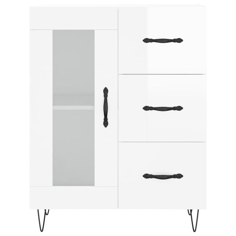 vidaXL magasfényű fehér szerelt fa tálalószekrény 69,5 x 34 x 90 cm