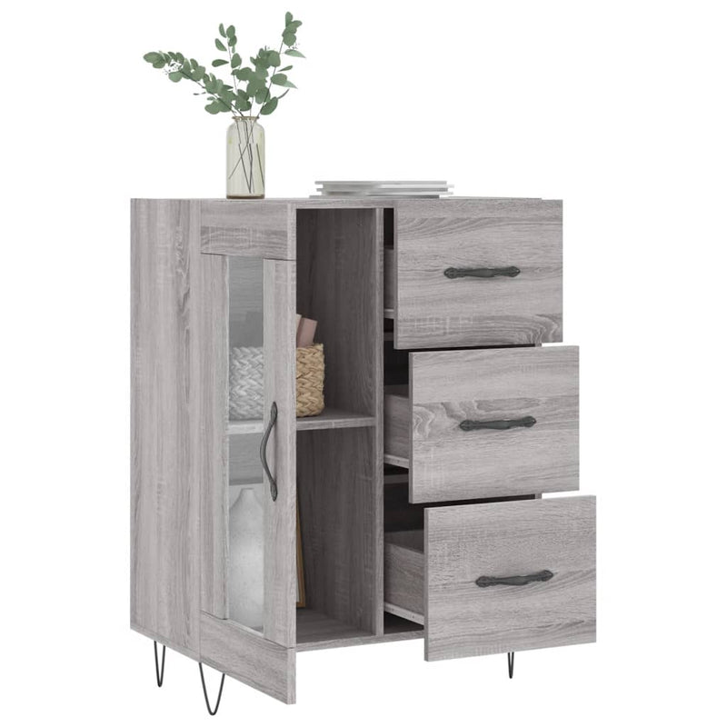 vidaXL szürke sonoma színű szerelt fa tálalószekrény 69,5 x 34 x 90 cm