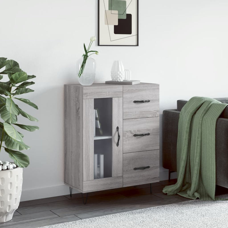 vidaXL szürke sonoma színű szerelt fa tálalószekrény 69,5 x 34 x 90 cm