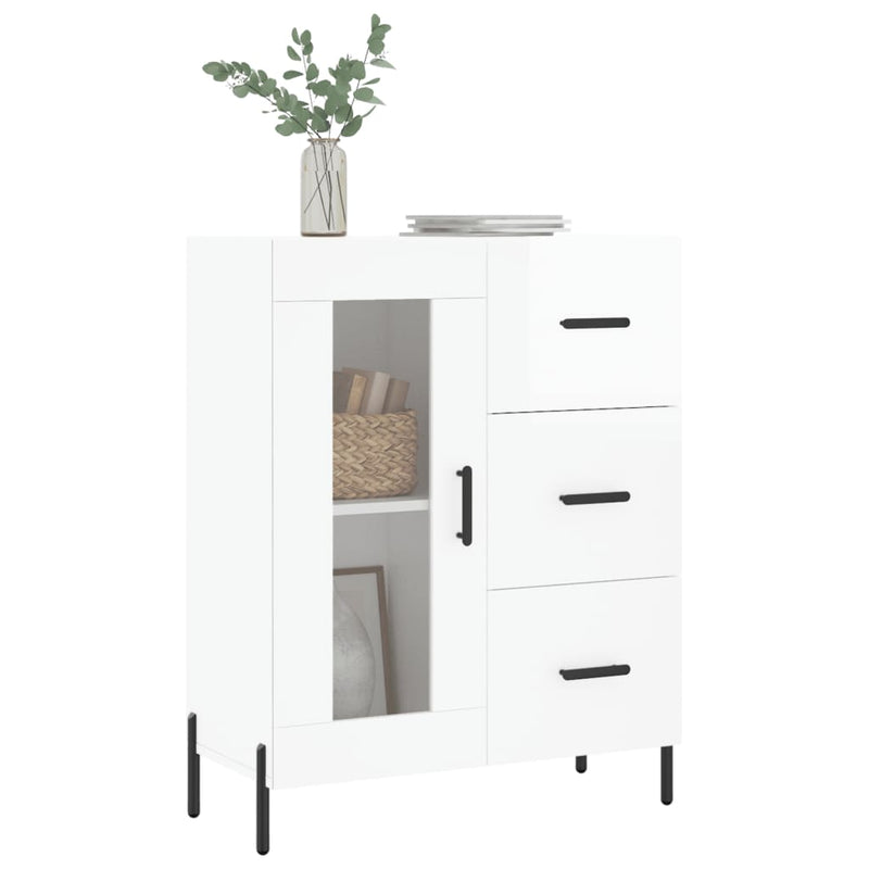 vidaXL magasfényű fehér szerelt fa tálalószekrény 69,5 x 34 x 90 cm