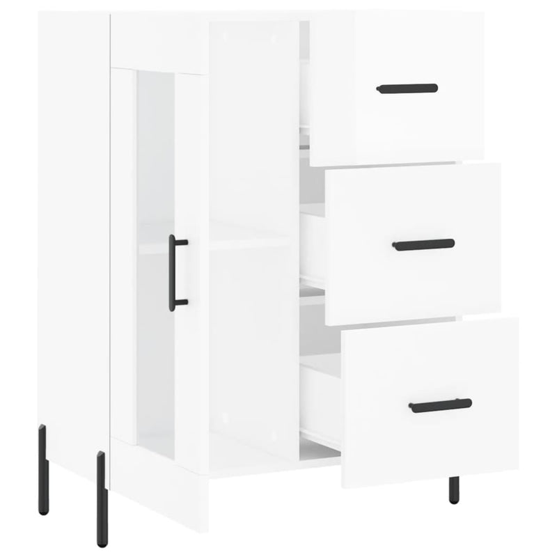 vidaXL magasfényű fehér szerelt fa tálalószekrény 69,5 x 34 x 90 cm