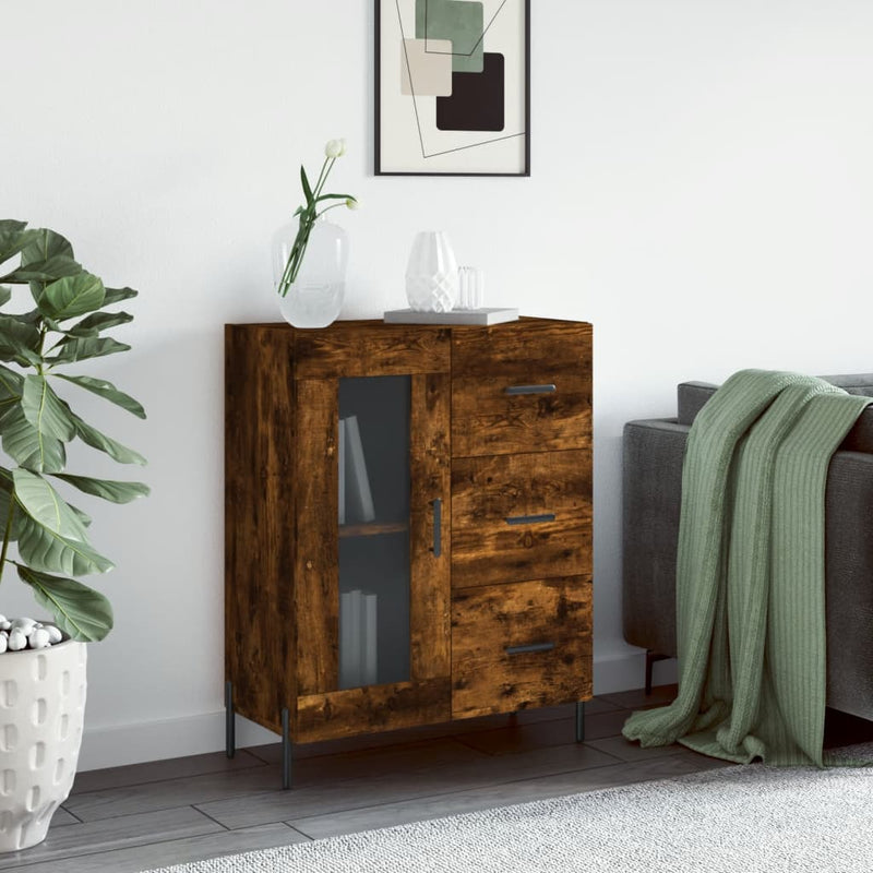 vidaXL füstös tölgy színű szerelt fa tálalószekrény 69,5 x 34 x 90 cm