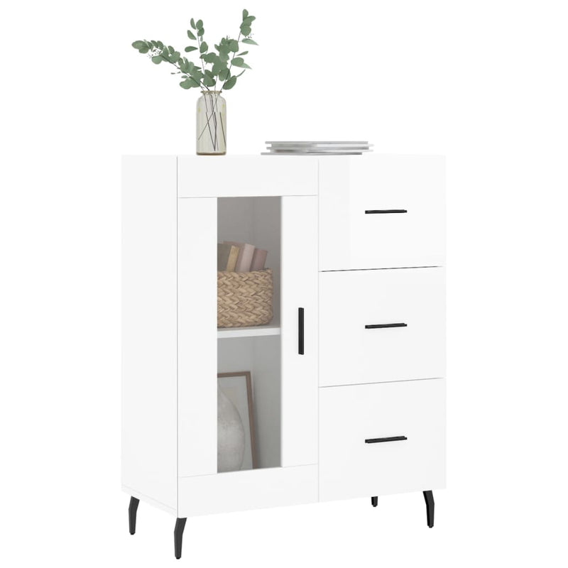 vidaXL magasfényű fehér szerelt fa tálalószekrény 69,5 x 34 x 90 cm