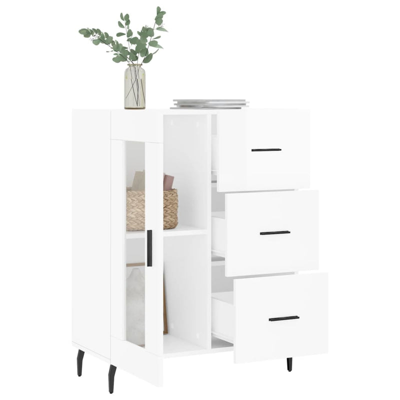 vidaXL magasfényű fehér szerelt fa tálalószekrény 69,5 x 34 x 90 cm