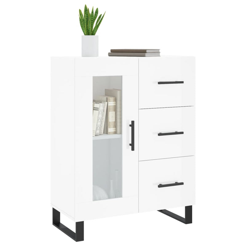 vidaXL magasfényű fehér szerelt fa tálalószekrény 69,5 x 34 x 90 cm