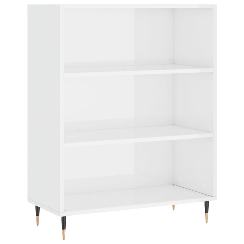 vidaXL magasfényű fehér szerelt fa könyvespolc 69,5 x 32,5 x 90 cm