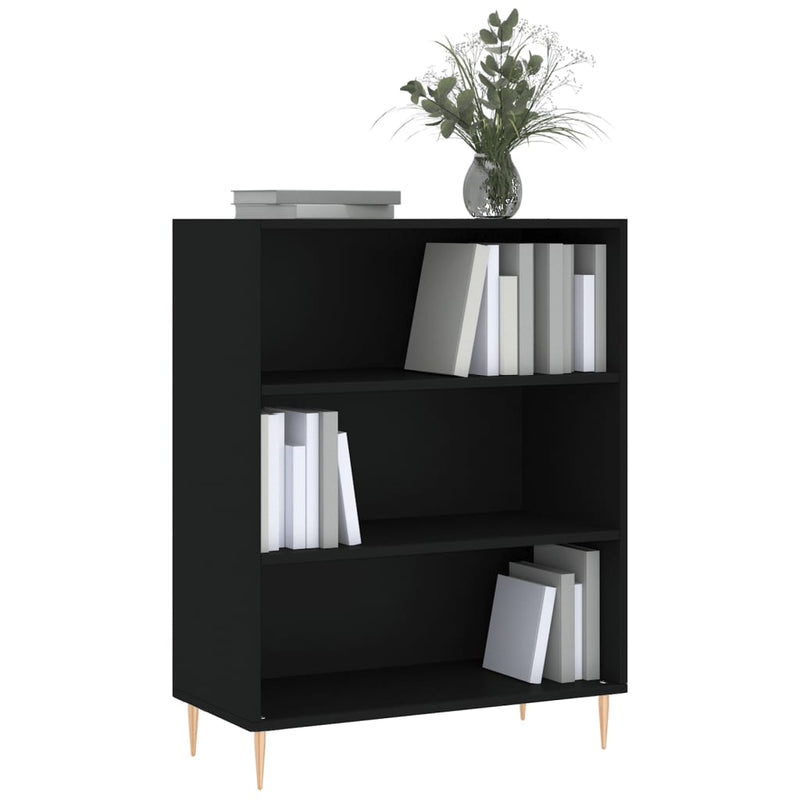 vidaXL fekete szerelt fa könyvespolc 69,5 x 32,5 x 90 cm