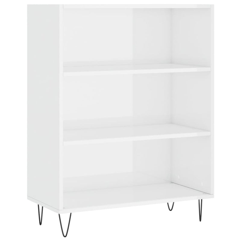 vidaXL magasfényű fehér szerelt fa könyvespolc 69,5 x 32,5 x 90 cm