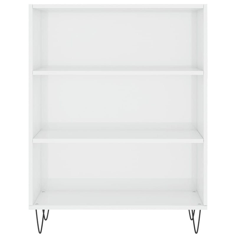 vidaXL magasfényű fehér szerelt fa könyvespolc 69,5 x 32,5 x 90 cm