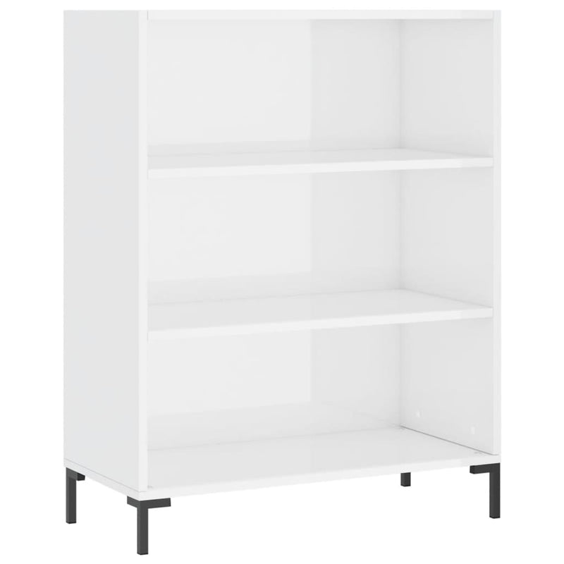 vidaXL magasfényű fehér szerelt fa könyvespolc 69,5 x 32,5 x 90 cm