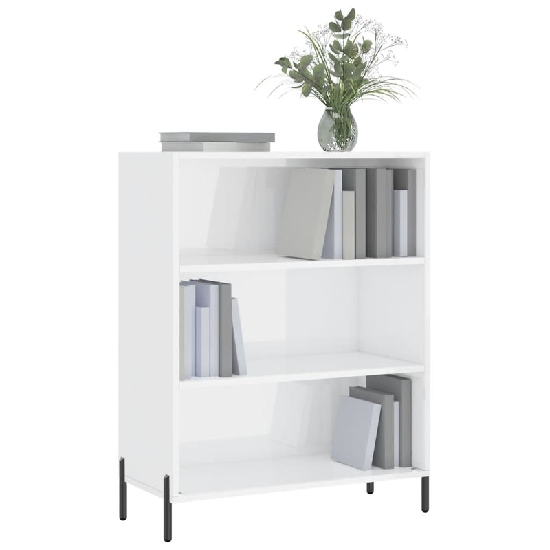 vidaXL magasfényű fehér szerelt fa polcos szekrény 69,5 x 32,5 x 90 cm
