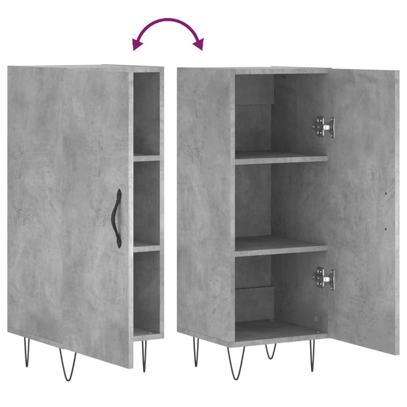 vidaXL betonszürke szerelt fa tálalószekrény 34,5 x 34 x 90 cm