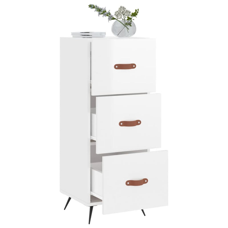 vidaXL magasfényű fehér szerelt fa tálalószekrény 34,5 x 34 x 90 cm