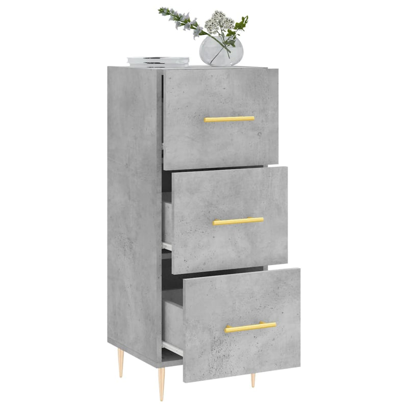 vidaXL betonszürke szerelt fa tálalószekrény 34,5 x 34 x 90 cm