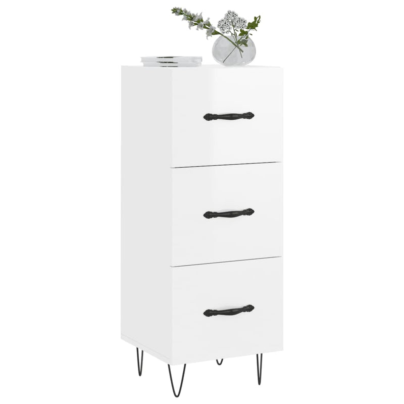 vidaXL magasfényű fehér szerelt fa tálalószekrény 34,5 x 34 x 90 cm