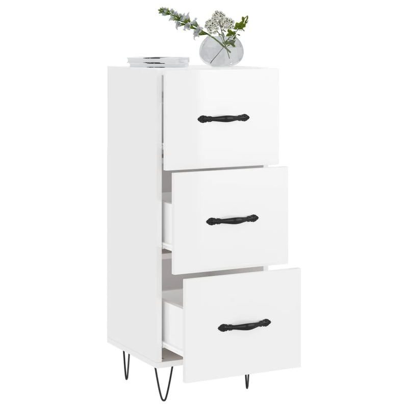 vidaXL magasfényű fehér szerelt fa tálalószekrény 34,5 x 34 x 90 cm