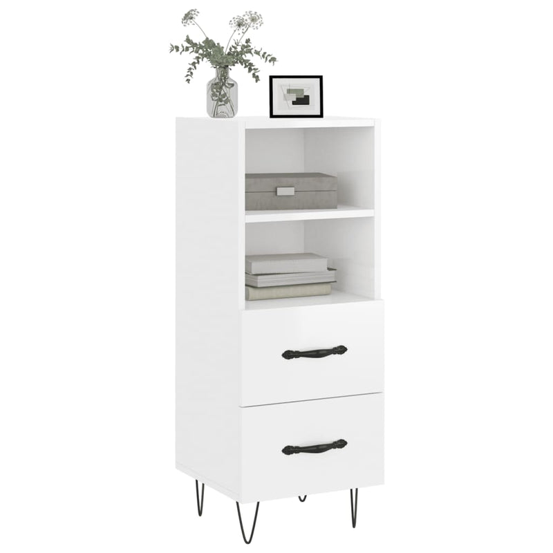 vidaXL magasfényű fehér szerelt fa tálalószekrény 34,5 x 34 x 90 cm