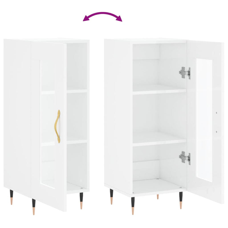 vidaXL magasfényű fehér szerelt fa tálalószekrény 34,5 x 34 x 90 cm