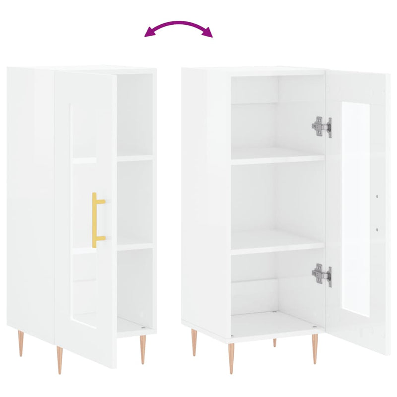 vidaXL magasfényű fehér szerelt fa tálalószekrény 34,5 x 34 x 90 cm