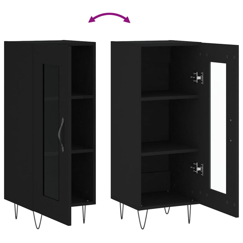 vidaXL fekete szerelt fa tálalóasztal 34,5 x 34 x 90 cm