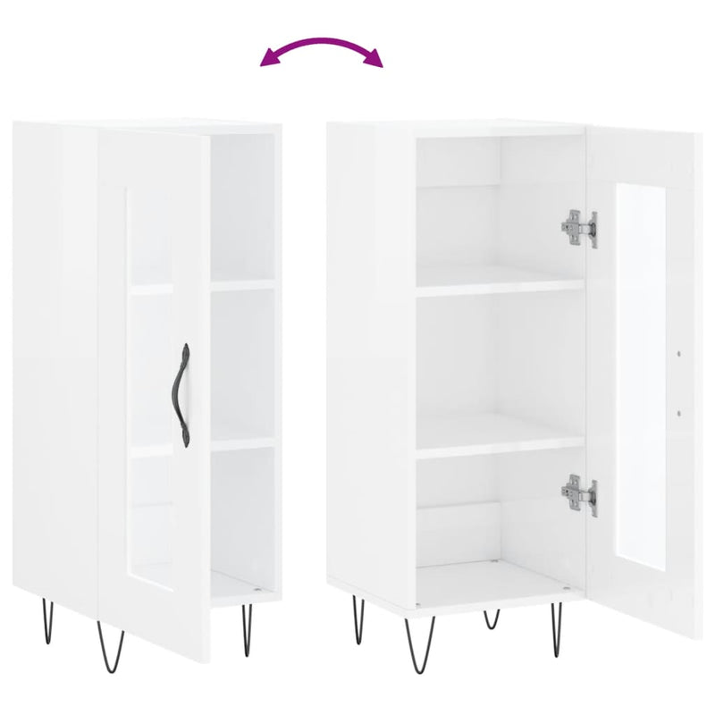 vidaXL magasfényű fehér szerelt fa tálalószekrény 34,5 x 34 x 90 cm