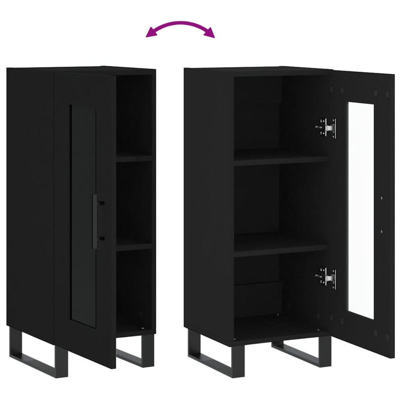 vidaXL fekete szerelt fa tálalóasztal 34,5 x 34 x 90 cm