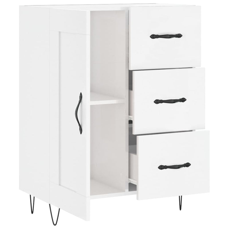 vidaXL magasfényű fehér szerelt fa tálalószekrény 69,5 x 34 x 90 cm