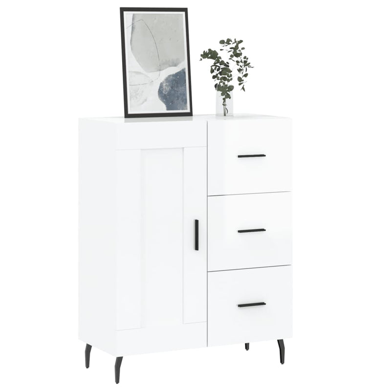 vidaXL magasfényű fehér szerelt fa tálalószekrény 69,5 x 34 x 90 cm