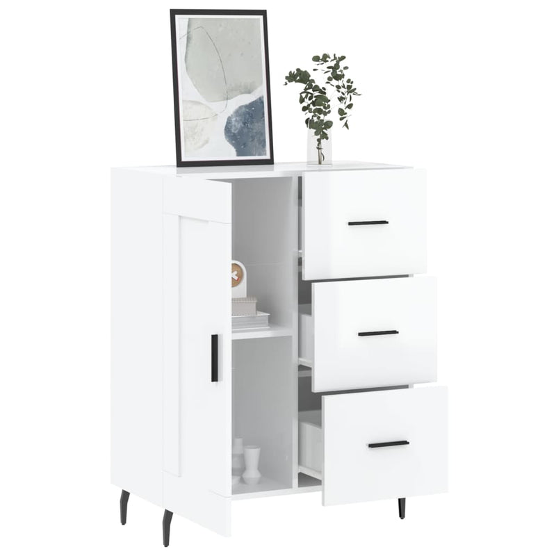 vidaXL magasfényű fehér szerelt fa tálalószekrény 69,5 x 34 x 90 cm
