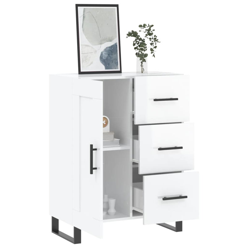 vidaXL magasfényű fehér szerelt fa tálalószekrény 69,5 x 34 x 90 cm