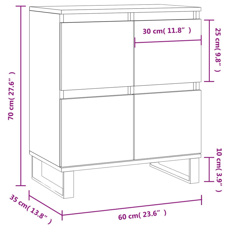 vidaXL barna tölgy színű szerelt fa tálalószekrény 60 x 35 x 70 cm
