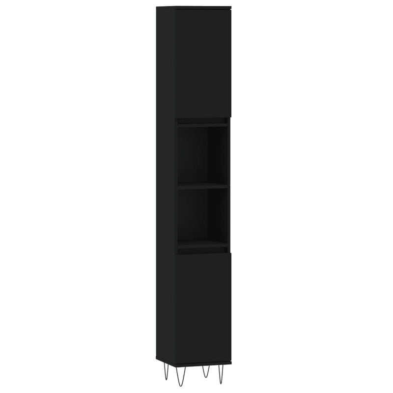 vidaXL fekete szerelt fa fürdőszobaszekrény 30 x 30 x 190 cm