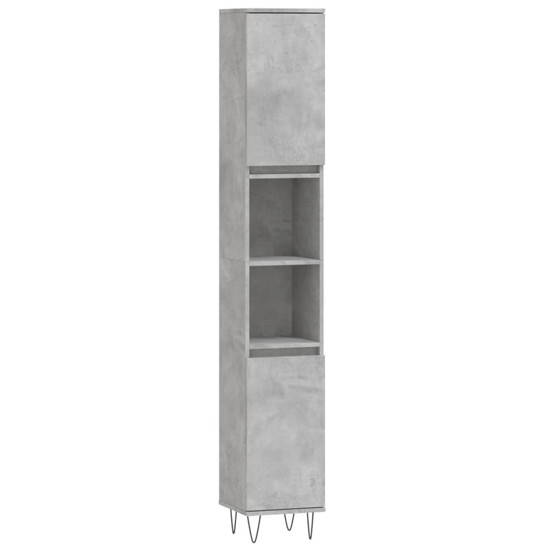 vidaXL betonszürke szerelt fa fürdőszobaszekrény 30 x 30 x 190 cm