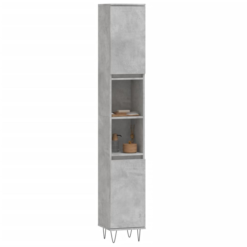 vidaXL betonszürke szerelt fa fürdőszobaszekrény 30 x 30 x 190 cm