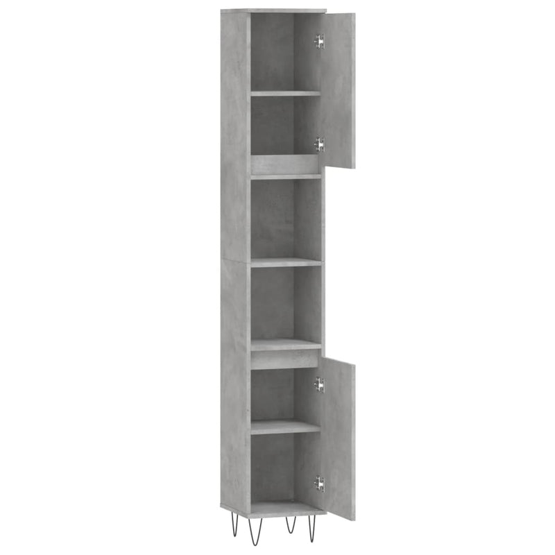 vidaXL betonszürke szerelt fa fürdőszobaszekrény 30 x 30 x 190 cm