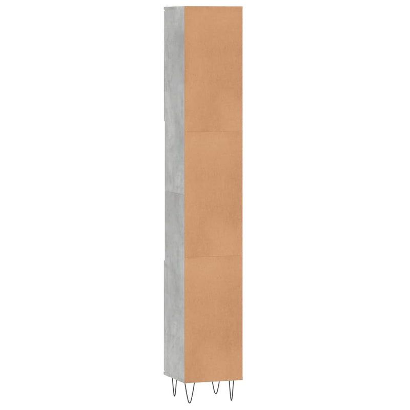 vidaXL betonszürke szerelt fa fürdőszobaszekrény 30 x 30 x 190 cm