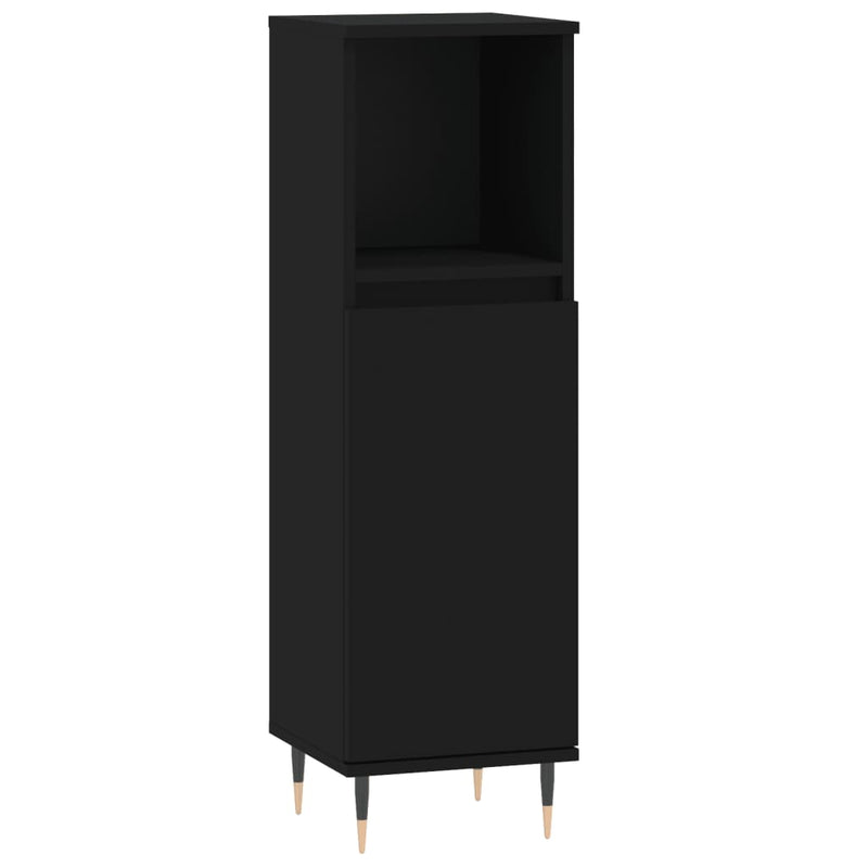 vidaXL fekete szerelt fa fürdőszobaszekrény 30 x 30 x 100 cm