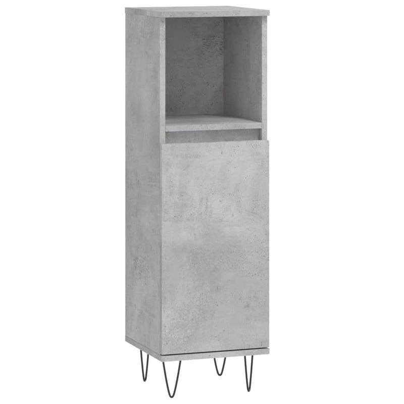 vidaXL betonszürke szerelt fa fürdőszobaszekrény 30 x 30 x 100 cm