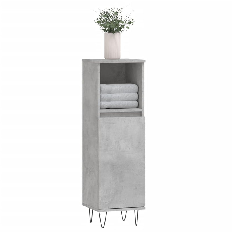 vidaXL betonszürke szerelt fa fürdőszobaszekrény 30 x 30 x 100 cm