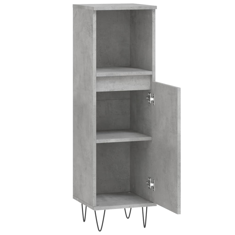 vidaXL betonszürke szerelt fa fürdőszobaszekrény 30 x 30 x 100 cm