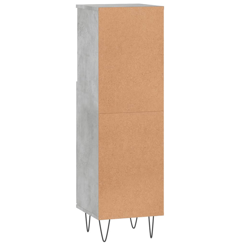 vidaXL betonszürke szerelt fa fürdőszobaszekrény 30 x 30 x 100 cm