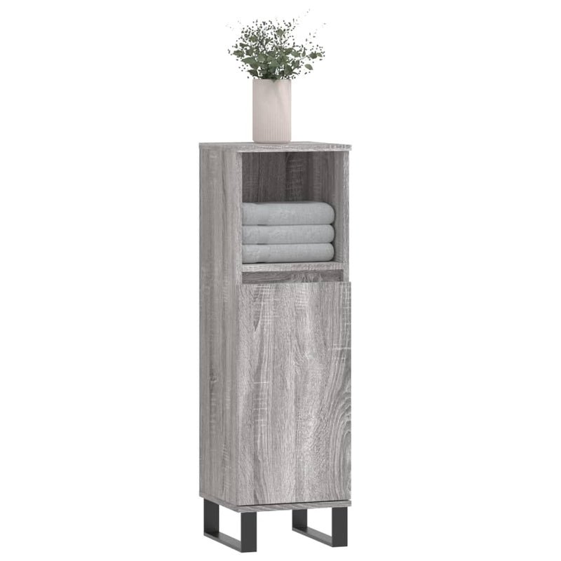 vidaXL szürke sonoma színű szerelt fa fürdőszobaszekrény 30x30x100 cm