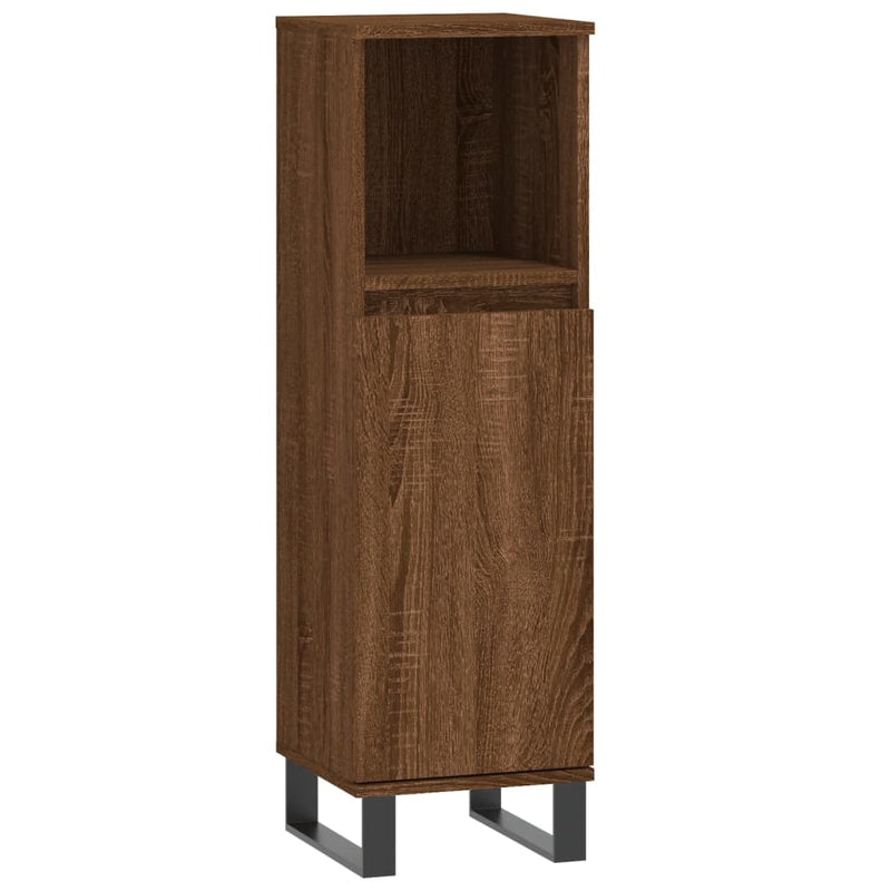 vidaXL barna tölgyszínű szerelt fa fürdőszobaszekrény 30x30x100 cm