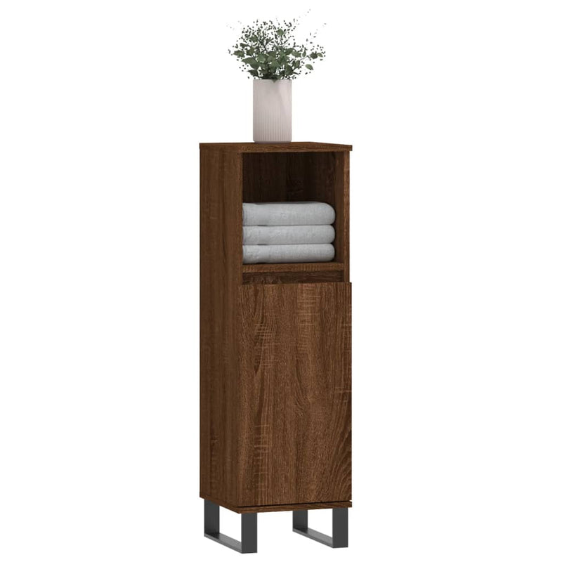 vidaXL barna tölgyszínű szerelt fa fürdőszobaszekrény 30x30x100 cm