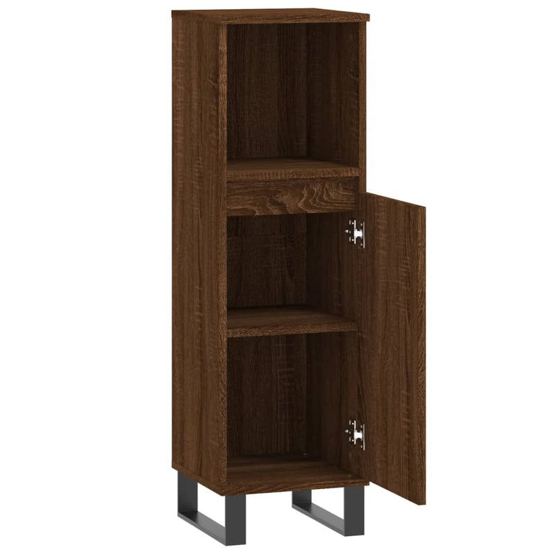 vidaXL barna tölgyszínű szerelt fa fürdőszobaszekrény 30x30x100 cm