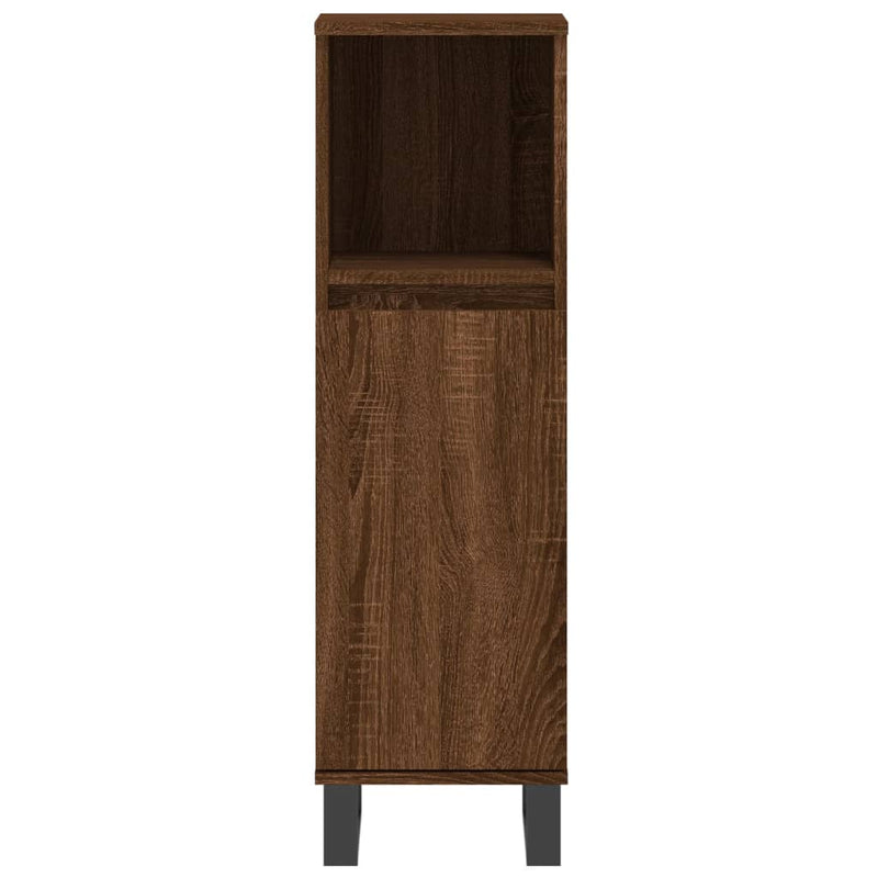 vidaXL barna tölgyszínű szerelt fa fürdőszobaszekrény 30x30x100 cm